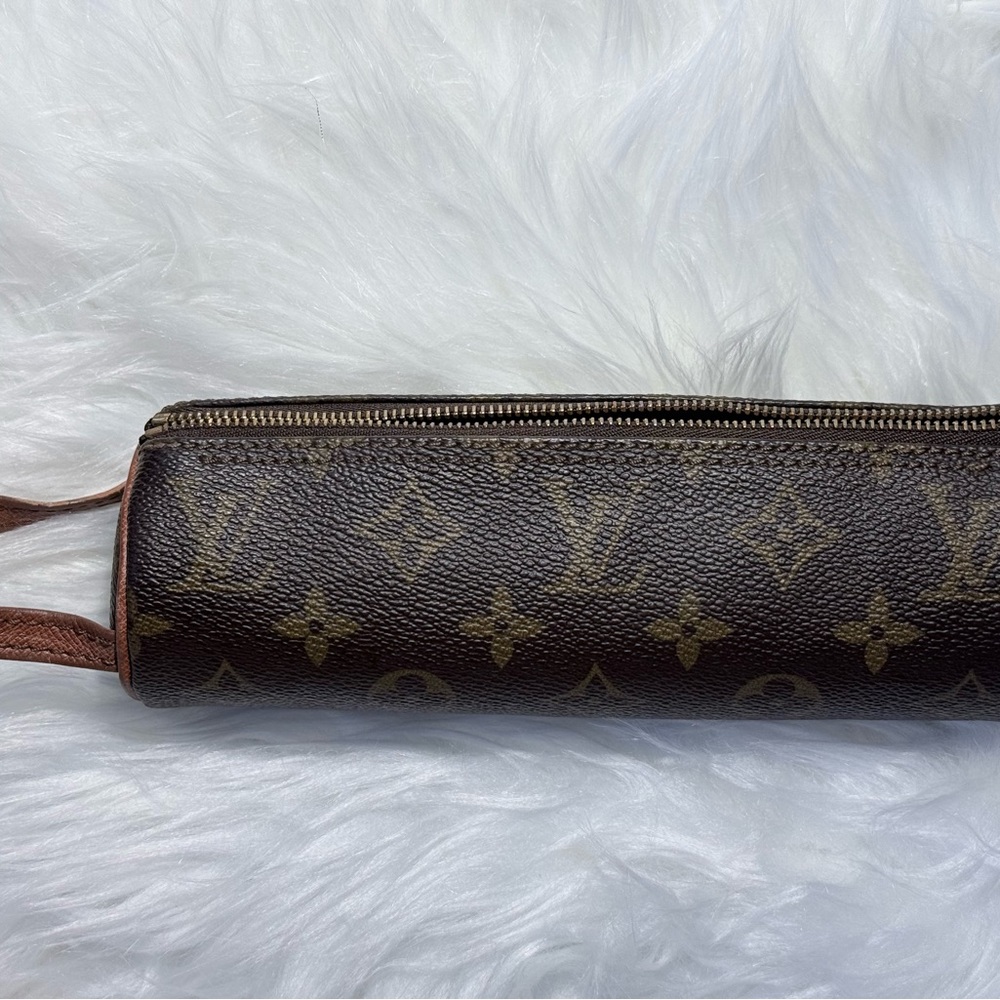 Louis Vuitton Dark Brown Monogram Cylinder Pouch Pen case